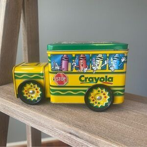 Vintage Crayola School Bus Collector's Tin 1999 Limited Edition Crayons Box